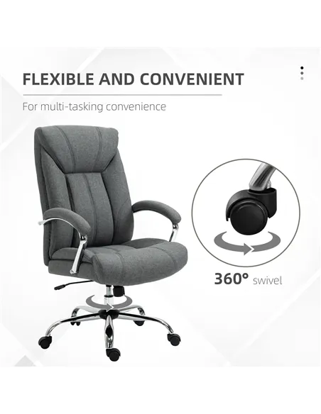 Vinsetto  Office Chair, Fabric Desk Chair, Padded Executive Chair with Adjustable Height, Swivel Wheels, Metal Star Base, Grey