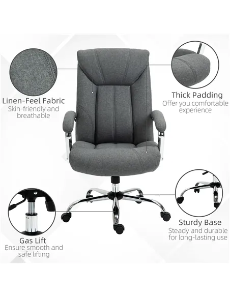 Vinsetto  Office Chair, Fabric Desk Chair, Padded Executive Chair with Adjustable Height, Swivel Wheels, Metal Star Base, Grey