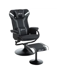 Vinsetto Reclining Chair and Stool Set, Recliner Chair with Headrest, Gaming Chair with Lumbar Support, Pedestal Base for Home O