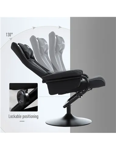 Vinsetto Reclining Chair and Stool Set, Recliner Chair with Headrest, Gaming Chair with Lumbar Support, Pedestal Base for Home O