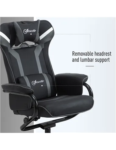 Vinsetto Reclining Chair and Stool Set, Recliner Chair with Headrest, Gaming Chair with Lumbar Support, Pedestal Base for Home O