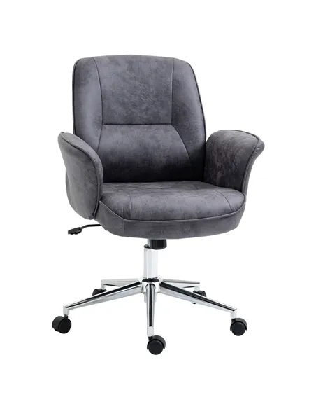 Vinsetto Swivel Computer Office Chair Mid Back Desk Chair for Home Study Bedroom,  Charcoal Grey