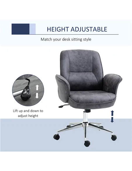 Vinsetto Swivel Computer Office Chair Mid Back Desk Chair for Home Study Bedroom,  Charcoal Grey
