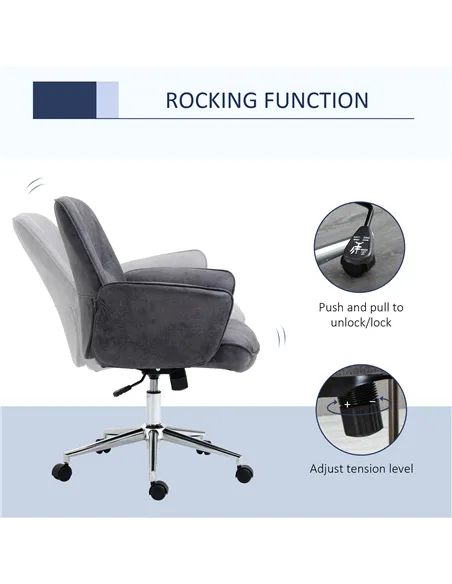 Vinsetto Swivel Computer Office Chair Mid Back Desk Chair for Home Study Bedroom,  Charcoal Grey