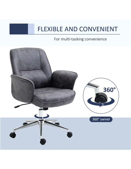 Vinsetto Swivel Computer Office Chair Mid Back Desk Chair for Home Study Bedroom,  Charcoal Grey