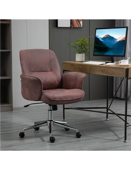 Vinsetto Office Chair, Desk Chair, Swivel Computer Chair with Armrest and Rolling Wheels for Home and Work, Red