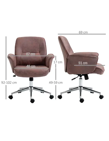 Vinsetto Office Chair, Desk Chair, Swivel Computer Chair with Armrest and Rolling Wheels for Home and Work, Red