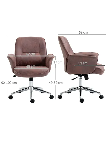 Vinsetto Office Chair, Desk Chair, Swivel Computer Chair with Armrest and Rolling Wheels for Home and Work, Red