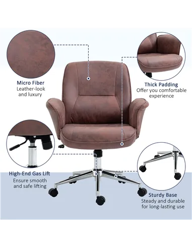 Vinsetto Office Chair, Desk Chair, Swivel Computer Chair with Armrest and Rolling Wheels for Home and Work, Red