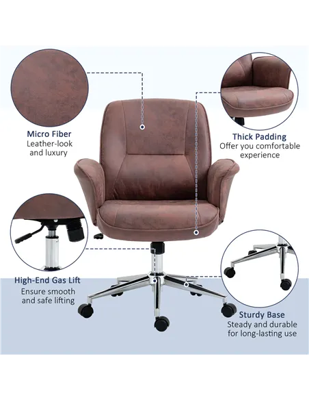 Vinsetto Office Chair, Desk Chair, Swivel Computer Chair with Armrest and Rolling Wheels for Home and Work, Red