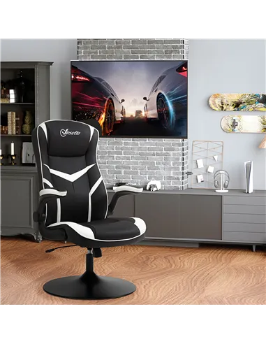 Vinsetto Gaming Chair Ergonomic Computer Chair with Adjustable Height Pedestal Base, Home Office Desk Chair PVC Leather Exclusiv