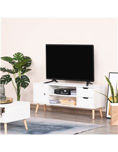 HOMCOM TV Stand for TVs up to 50", TV Console Cabinet with Open Storage Shelf and Drawers for Living Room, Entertainment Room an 2