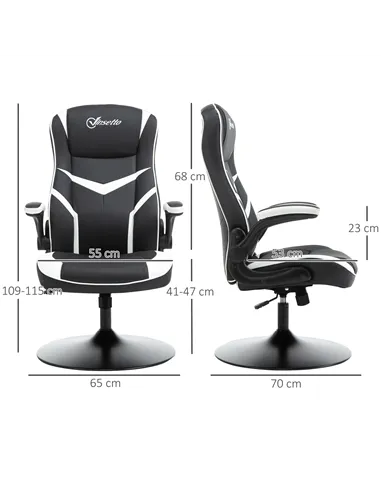 Vinsetto Gaming Chair Ergonomic Computer Chair with Adjustable Height Pedestal Base, Home Office Desk Chair PVC Leather Exclusiv