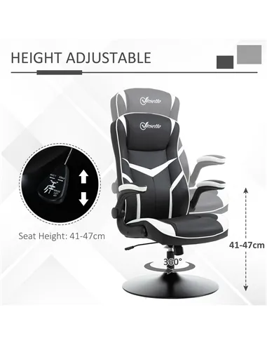 Vinsetto Gaming Chair Ergonomic Computer Chair with Adjustable Height Pedestal Base, Home Office Desk Chair PVC Leather Exclusiv