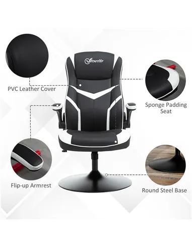Vinsetto Gaming Chair Ergonomic Computer Chair with Adjustable Height Pedestal Base, Home Office Desk Chair PVC Leather Exclusiv