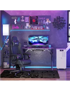 Vinsetto Computer Gaming Chair with Footrest, Video Gaming Chair for Adults with 130° Reclining Back, Desk Chair with Lumbar Sup 2