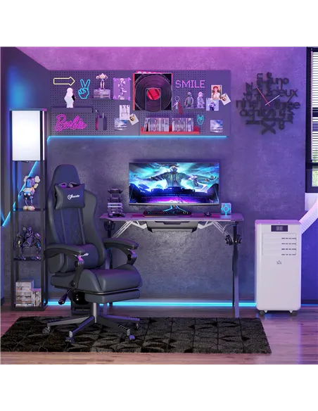 Vinsetto Computer Gaming Chair with Footrest, Video Gaming Chair for Adults with 130° Reclining Back, Desk Chair with Lumbar Sup