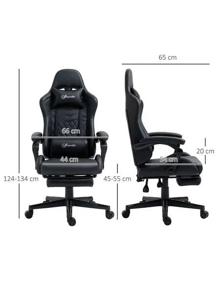 Vinsetto Computer Gaming Chair with Footrest, Video Gaming Chair for Adults with 130° Reclining Back, Desk Chair with Lumbar Sup