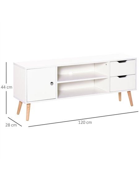 HOMCOM TV Stand for TVs up to 50", TV Console Cabinet with Open Storage Shelf and Drawers for Living Room, Entertainment Room an