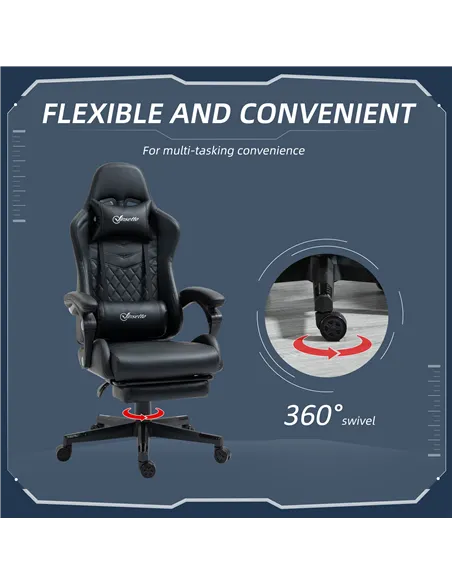 Vinsetto Computer Gaming Chair with Footrest, Video Gaming Chair for Adults with 130° Reclining Back, Desk Chair with Lumbar Sup