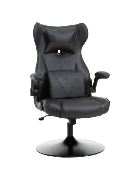 Vinsetto Video Game Chair with Lumbar Support, Racing Style Home Office Chair, Computer Chair with Swivel Base, Flip-up Armrest 