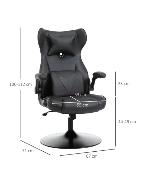 Vinsetto Video Game Chair with Lumbar Support, Racing Style Home Office Chair, Computer Chair with Swivel Base, Flip-up Armrest 