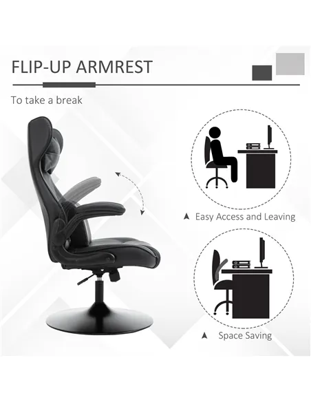 Vinsetto Video Game Chair with Lumbar Support, Racing Style Home Office Chair, Computer Chair with Swivel Base, Flip-up Armrest 