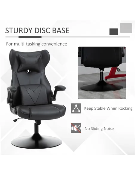 Vinsetto Video Game Chair with Lumbar Support, Racing Style Home Office Chair, Computer Chair with Swivel Base, Flip-up Armrest 