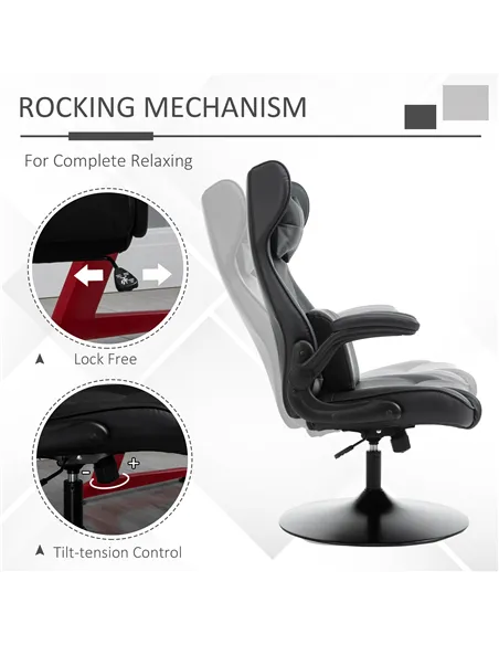 Vinsetto Video Game Chair with Lumbar Support, Racing Style Home Office Chair, Computer Chair with Swivel Base, Flip-up Armrest 