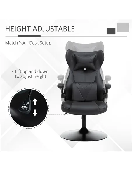 Vinsetto Video Game Chair with Lumbar Support, Racing Style Home Office Chair, Computer Chair with Swivel Base, Flip-up Armrest 