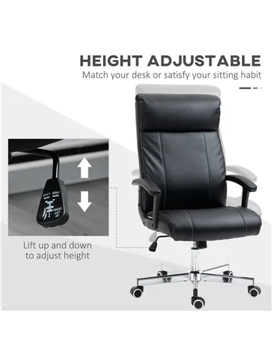 Vinsetto Massage Office Chair, PU Desk Chair with 6 Point Massage, High Back Computer Chair with Metal Legs, Thick Seat, Remote 