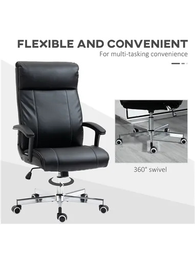 Vinsetto Massage Office Chair, PU Desk Chair with 6 Point Massage, High Back Computer Chair with Metal Legs, Thick Seat, Remote 