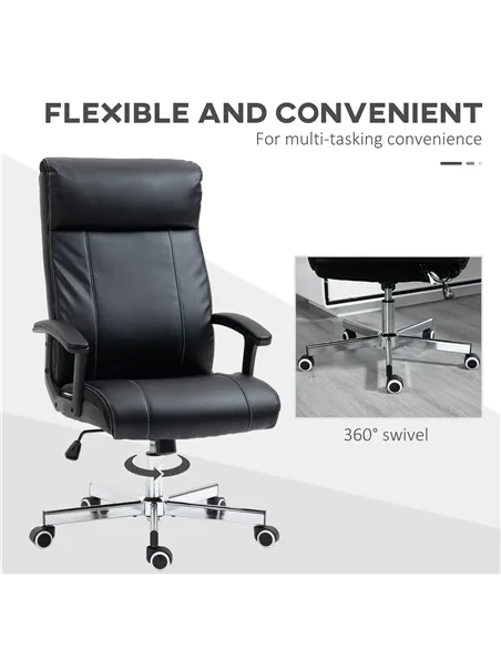 Vinsetto Massage Office Chair, PU Desk Chair with 6 Point Massage, High Back Computer Chair with Metal Legs, Thick Seat, Remote 