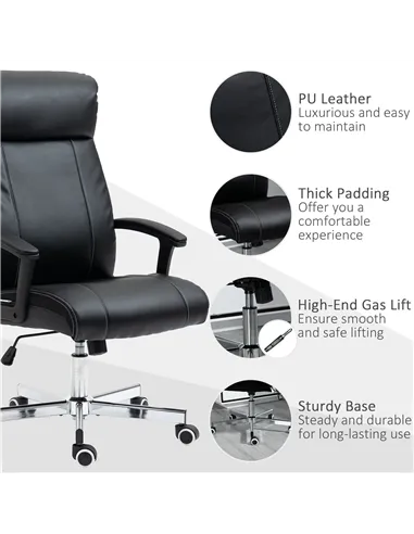Vinsetto Massage Office Chair, PU Desk Chair with 6 Point Massage, High Back Computer Chair with Metal Legs, Thick Seat, Remote 
