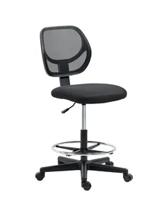 Vinsetto Ergonomic Mesh Standing Desk Chair with Adjustable Footrest Ring and Seat Height Black