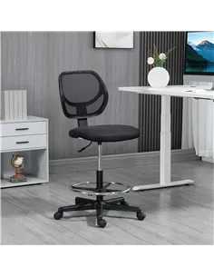 Vinsetto Ergonomic Mesh Standing Desk Chair with Adjustable Footrest Ring and Seat Height Black 2