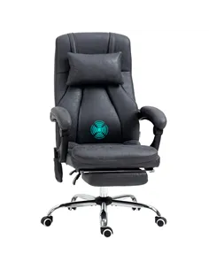 Vinsetto Office Chair with Lumbar Massage, 135° Reclining Computer Chair with Adjustable Headrest, Retractable Footrest, 10cm Do