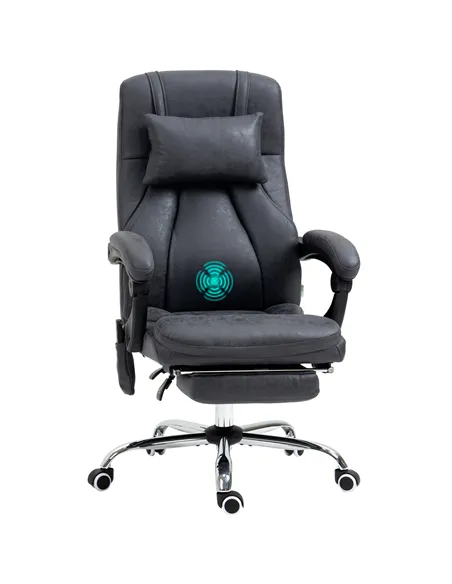 Vinsetto Office Chair with Lumbar Massage, 135° Reclining Computer Chair with Adjustable Headrest, Retractable Footrest, 10cm Do