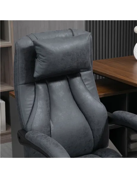 Vinsetto Office Chair with Lumbar Massage, 135° Reclining Computer Chair with Adjustable Headrest, Retractable Footrest, 10cm Do