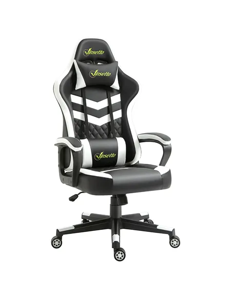 Vinsetto Gaming Chair, Computer Desk Chair with Lumbar Support, Faux Leather Racing Chair with Headrest and Swivel Wheels for Ho