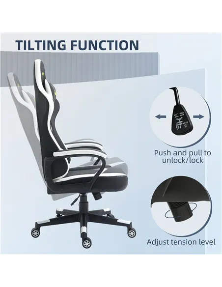 Vinsetto Gaming Chair, Computer Desk Chair with Lumbar Support, Faux Leather Racing Chair with Headrest and Swivel Wheels for Ho