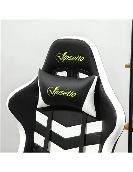 Vinsetto Gaming Chair, Computer Desk Chair with Lumbar Support, Faux Leather Racing Chair with Headrest and Swivel Wheels for Ho