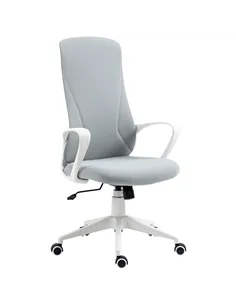 Vinsetto High Back Office Chair, Fabric Desk Chair with Armrests, Adjustable Height, Swivel Wheels, Light Grey
