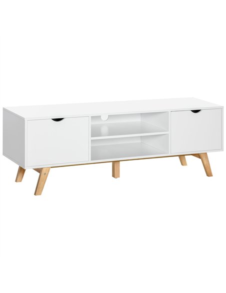 HOMCOM TV Stand Cabinet for TVs up to 65", Media Unit w/Wood Legs Storage Shelves Entertainment Center Modern Living Room Home F