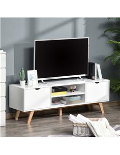 HOMCOM TV Stand Cabinet for TVs up to 65", Media Unit w/Wood Legs Storage Shelves Entertainment Center Modern Living Room Home F 2