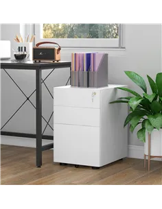 Vinsetto Lockable Cabinet, Rolling Filing Cabinet with 3 Drawers, Steel Office Drawer Unit for A4, Letter, Legal Sized Files 2