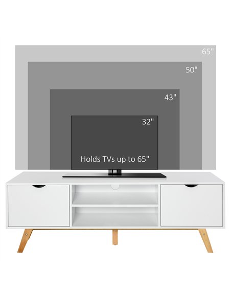 HOMCOM TV Stand Cabinet for TVs up to 65", Media Unit w/Wood Legs Storage Shelves Entertainment Center Modern Living Room Home F
