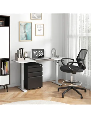 Vinsetto 3 Drawer Filling Cabinet, Mobile Metal File Cabinet with Anti-tilt Design for Letter, A4, Legal Size, Black