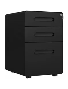 Vinsetto Lockable File Cabinet with 3 Drawers, Vertical Office Drawer for A4, Letter, Legal Size, Anti-tilt Design, Pre-Assemble