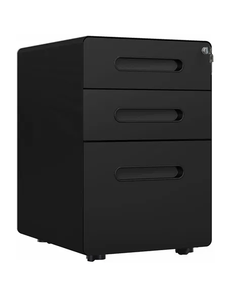 Vinsetto Lockable File Cabinet with 3 Drawers, Vertical Office Drawer for A4, Letter, Legal Size, Anti-tilt Design, Pre-Assemble